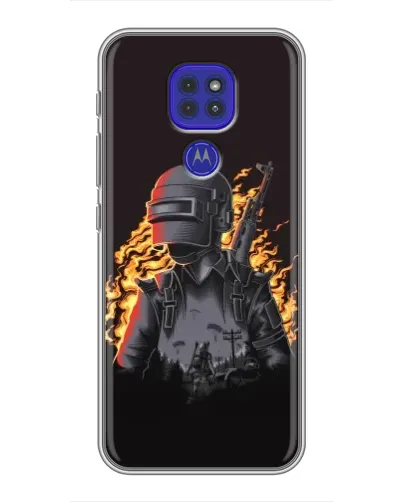 Чехол для Motorola MOTO G9 Play с картинкой «PUBG — огненный силуэт»