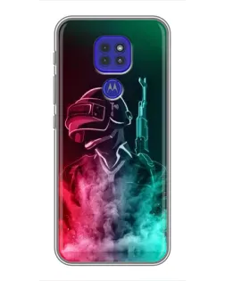 Чехол для Motorola MOTO G9 Play с картинкой «PUBG — огненный воин»