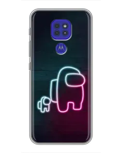 Чехол для Motorola MOTO G9 Play с картинкой «Among Us неон-арт»