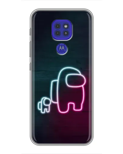 Чехол для Motorola MOTO G9 Play с картинкой «Among Us неон-арт»
