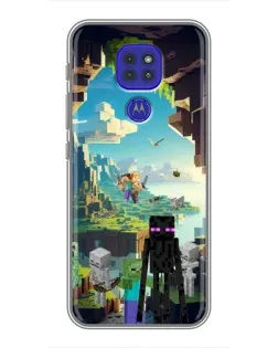 Чехол для Motorola MOTO G9 Play с картинкой «Эндермен в лесу»