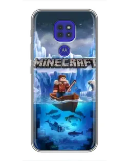 Чехол для Motorola MOTO G9 Play с картинкой «Minecraft ледяной мир»