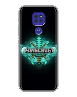Чехол для Motorola MOTO G9 Play с картинкой «Minecraft Diamond лого»