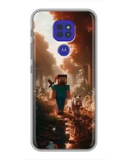 Чехол для Motorola MOTO G9 Play с картинкой «Стив в лесу»