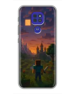 Чехол для Motorola MOTO G9 Play с картинкой «Стив у башни»