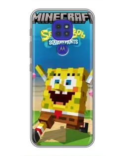 Чехол для Motorola MOTO G9 Play с картинкой «Губка Боб Minecraft»