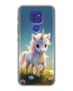 Чехол для Motorola MOTO G9 Play с картинкой «Единорог на поляне»