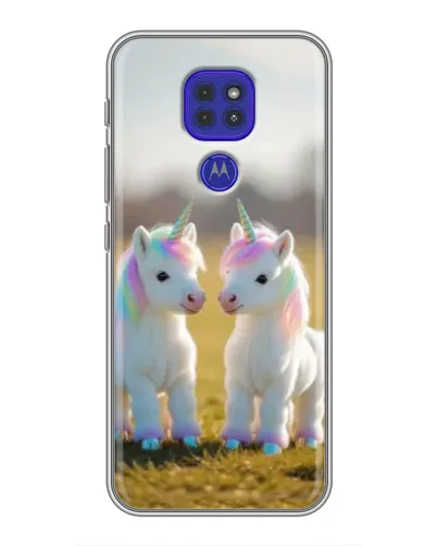 Чехол для Motorola MOTO G9 Play с картинкой «Пара единорогов»