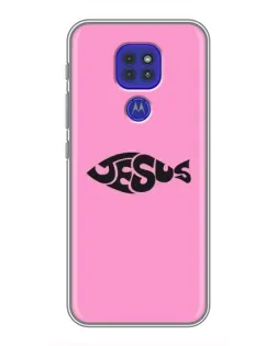Чохол для Motorola MOTO G9 Play з картинкою «Рожевий символ Jesus»