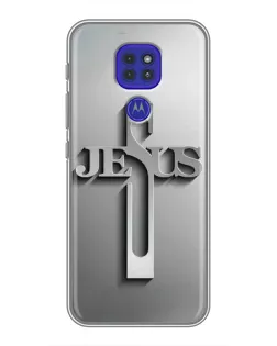 Чохол для Motorola MOTO G9 Play з картинкою «Металевий хрест Jesus»