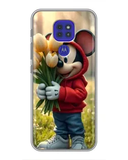 Чехол для Motorola MOTO G9 Play с картинкой «Микки с тюльпанами»
