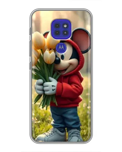 Чохол для Motorola MOTO G9 Play з картинкою «Міккі з тюльпанами»