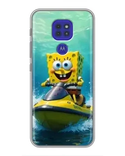 Чехол для Motorola MOTO G9 Play с картинкой «Спанч Боб на гидроцикле»
