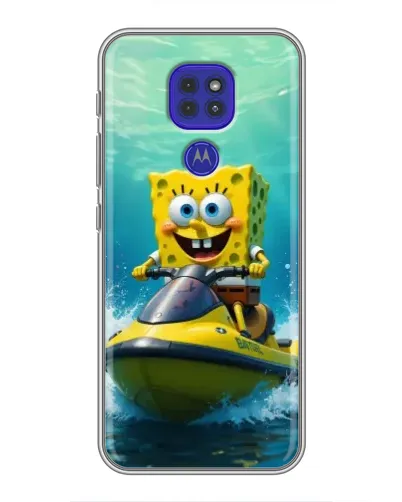 Чехол для Motorola MOTO G9 Play с картинкой «Спанч Боб на гидроцикле»