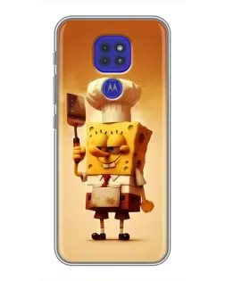 Чехол для Motorola MOTO G9 Play с картинкой «Губка Боб повар»