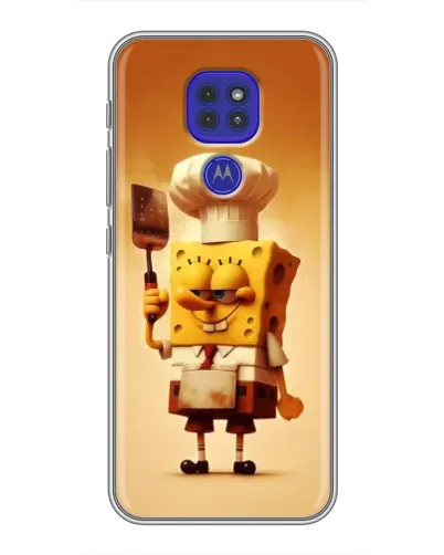 Чехол для Motorola MOTO G9 Play с картинкой «Губка Боб повар»