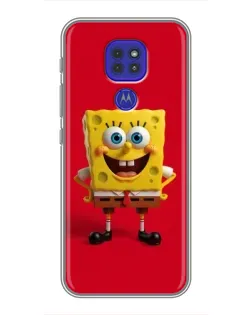 Чехол для Motorola MOTO G9 Play с картинкой «Спанч Боб на красном»