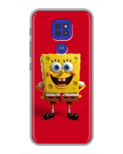 Чехол для Motorola MOTO G9 Play с картинкой «Спанч Боб на красном»