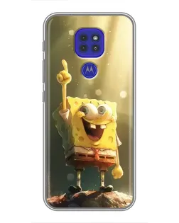 Чехол для Motorola MOTO G9 Play с картинкой «Сияющий Спанч Боб»