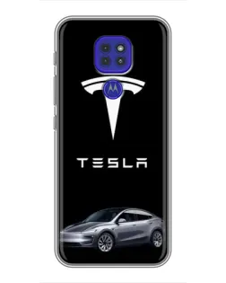 Чехол для Motorola MOTO G9 Play с картинкой «Tesla Model Y»