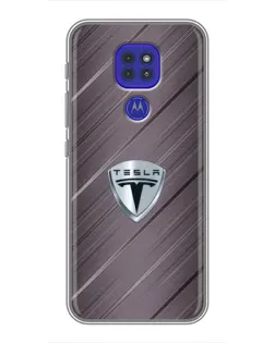 Чехол для Motorola MOTO G9 Play с картинкой «Металлическая текстура Tesla»
