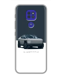 Чехол для Motorola MOTO G9 Play с картинкой «Серебристый Cybertruck Tesla»