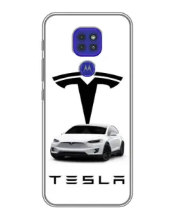 Чехол для Motorola MOTO G9 Play с картинкой «Tesla White Style»