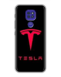 Чехол для Motorola MOTO G9 Play с картинкой «Tesla Red Logo»