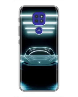 Чехол для Motorola MOTO G9 Play с картинкой «Tesla в неоне»