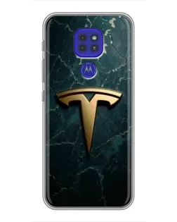 Чехол для Motorola MOTO G9 Play с картинкой «Мраморная Tesla Gold»