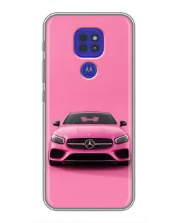 Чехол для Motorola MOTO G9 Play с картинкой «Розовый Mercedes AMG»