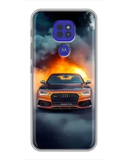 Чохол для Motorola MOTO G9 Play з картинкою «Audi у вогняному диму»