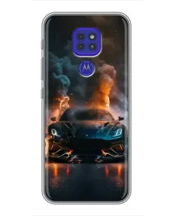 Чехол для Motorola MOTO G9 Play с картинкой «Lamborghini дымная эстетика»