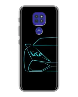 Чехол для Motorola MOTO G9 Play с картинкой «Голубой силуэт Lamborghini»