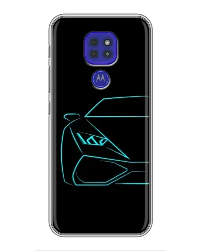 Чехол для Motorola MOTO G9 Play с картинкой «Голубой силуэт Lamborghini»