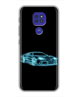 Чехол для Motorola MOTO G9 Play с картинкой «Неоновый контур Lamborghini»