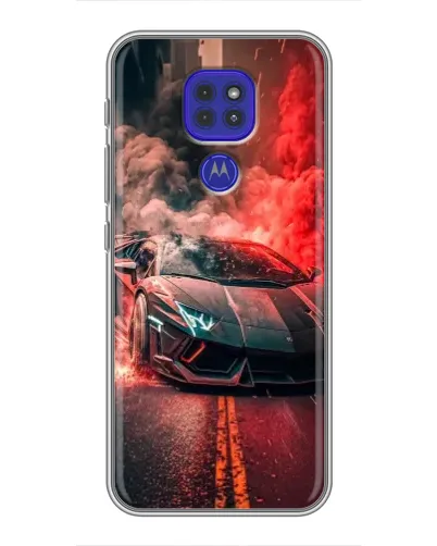 Чехол для Motorola MOTO G9 Play с картинкой «Lamborghini красный дым»