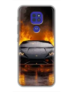 Чехол для Motorola MOTO G9 Play с картинкой «Lamborghini в огне»