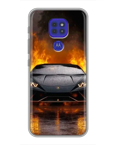Чехол для Motorola MOTO G9 Play с картинкой «Lamborghini в огне»
