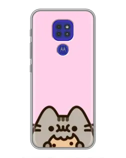 Чехол для Motorola MOTO G9 Play с картинкой «Pusheen и печенье»