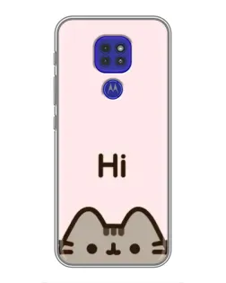 Чехол для Motorola MOTO G9 Play с картинкой «Пушин говорит Hi»