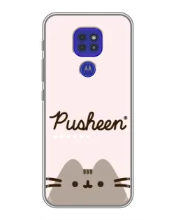 Чехол для Motorola MOTO G9 Play с картинкой «Pusheen логотип»