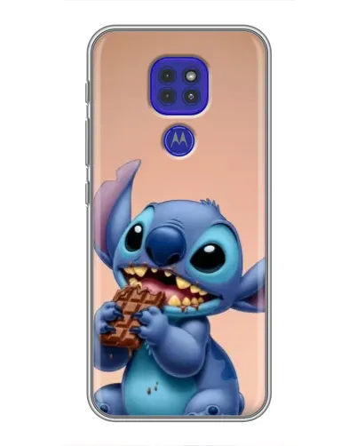 Чехол для Motorola MOTO G9 Play с картинкой «Стич ест шоколад»