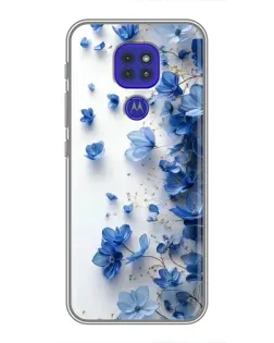 Чехол для Motorola MOTO G9 Play с картинкой «Голубой цветочный каскад»