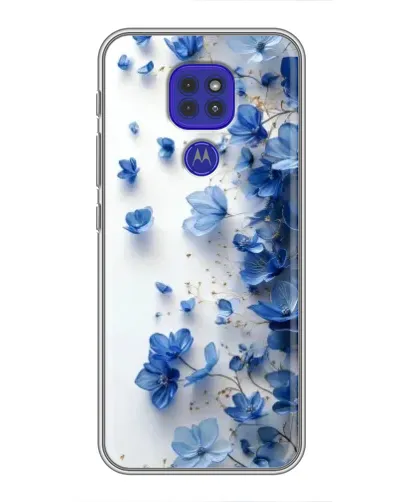 Чехол для Motorola MOTO G9 Play с картинкой «Голубой цветочный каскад»