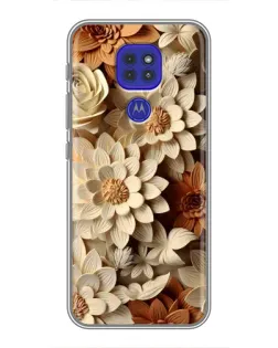 Чехол для Motorola MOTO G9 Play с картинкой «Бежевый флористический декор»