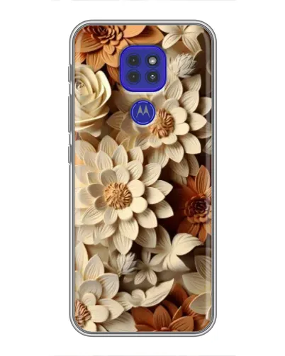 Чехол для Motorola MOTO G9 Play с картинкой «Бежевый флористический декор»
