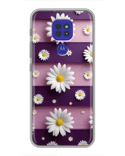 Чехол для Motorola MOTO G9 Play с картинкой «Ромашки на фиолетовом»
