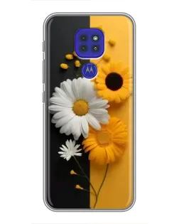 Чехол для Motorola MOTO G9 Play с картинкой «Подсолнух и ромашка»