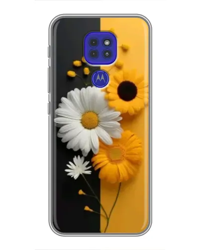 Чехол для Motorola MOTO G9 Play с картинкой «Подсолнух и ромашка»